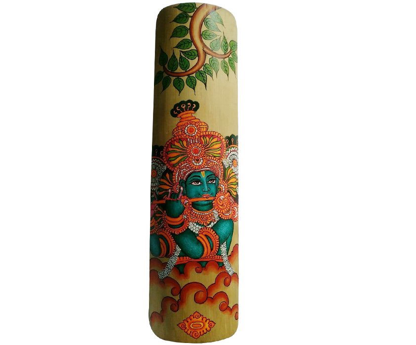 Bamboo Crafted Wall Plaque with Hand Painted Mural Art
